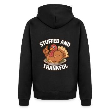 Lustiger Thanksgiving Truthahn - Unisex Premium Bio Zip Hoodie - Schwarz - Hinten - Nico (187cm)