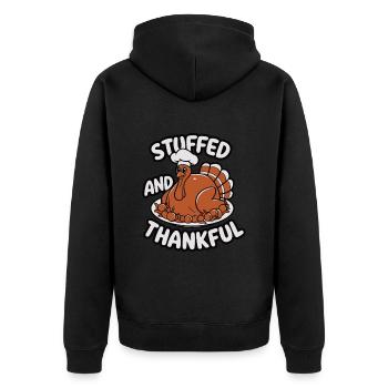 Lustiger Thanksgiving Truthahn - Unisex Premium Bio Zip Hoodie - Schwarz - Hinten - Nico (187cm)