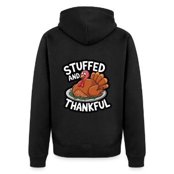 Lustiger Thanksgiving Truthahn - Unisex Premium Bio Zip Hoodie - Schwarz - Hinten - Nico (187cm)