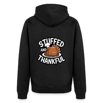 Lustiger Thanksgiving Truthahn - Unisex Premium Bio Zip Hoodie - Schwarz - Hinten - Nico (187cm)