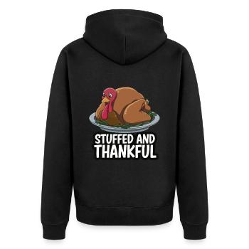 Lustiger Thanksgiving Truthahn - Unisex Premium Bio Zip Hoodie - Schwarz - Hinten - Nico (187cm)