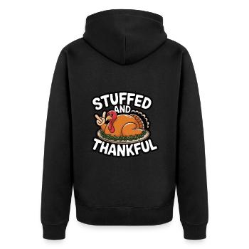 Lustiger Thanksgiving Truthahn - Unisex Premium Bio Zip Hoodie - Schwarz - Hinten - Nico (187cm)