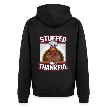 Lustiger Thanksgiving Truthahn - Unisex Premium Bio Zip Hoodie - Schwarz - Hinten - Nico (187cm)