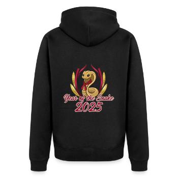 Année Chinoise 2025 Année du Serpent - Veste à capuche bio Premium Unisexe - noir - Dos - Nico (187cm)