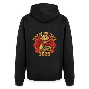 Année Chinoise 2025 Année du Serpent - Veste à capuche bio Premium Unisexe - noir - Dos - Nico (187cm)