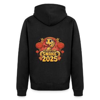 Année Chinoise 2025 Année du Serpent - Veste à capuche bio Premium Unisexe - noir - Dos - Nico (187cm)