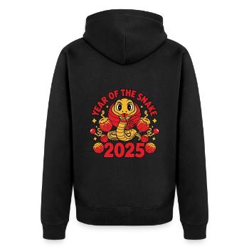 Chinesisches Jahr 2025 Jahr der Schlange - Unisex Premium Bio Zip Hoodie - Schwarz - Hinten - Nico (187cm)