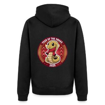Année Chinoise 2025 Année du Serpent - Veste à capuche bio Premium Unisexe - noir - Dos - Nico (187cm)