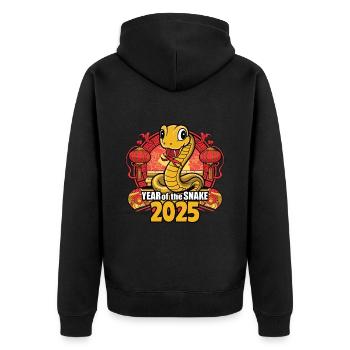 Année Chinoise 2025 Année du Serpent - Veste à capuche bio Premium Unisexe - noir - Dos - Nico (187cm)