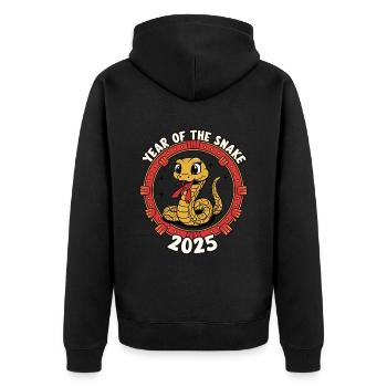 Année Chinoise 2025 Année du Serpent - Veste à capuche bio Premium Unisexe - noir - Dos - Nico (187cm)