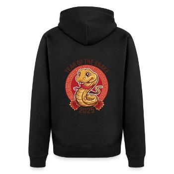 Année Chinoise 2025 Année du Serpent - Veste à capuche bio Premium Unisexe - noir - Dos - Nico (187cm)