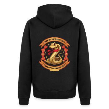 Année Chinoise 2025 Année du Serpent - Veste à capuche bio Premium Unisexe - noir - Dos - Nico (187cm)