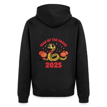 Année Chinoise 2025 Année du Serpent - Veste à capuche bio Premium Unisexe - noir - Dos - Nico (187cm)