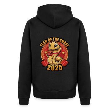 Année Chinoise 2025 Année du Serpent - Veste à capuche bio Premium Unisexe - noir - Dos - Nico (187cm)