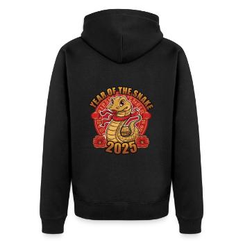 Année Chinoise 2025 Année du Serpent - Veste à capuche bio Premium Unisexe - noir - Dos - Nico (187cm)