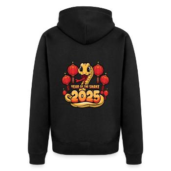 Année Chinoise 2025 Année du Serpent - Veste à capuche bio Premium Unisexe - noir - Dos - Nico (187cm)