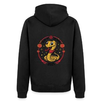 Année Chinoise 2025 Année du Serpent - Veste à capuche bio Premium Unisexe - noir - Dos - Nico (187cm)