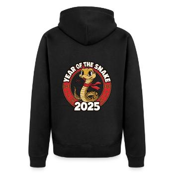 Année Chinoise 2025 Année du Serpent - Veste à capuche bio Premium Unisexe - noir - Dos - Nico (187cm)