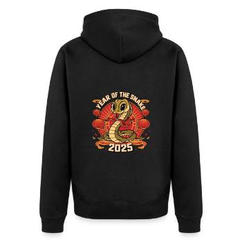 Chinesisches Jahr 2025 Jahr der Schlange - Unisex Premium Bio Zip Hoodie - Schwarz - Hinten - Nico (187cm)