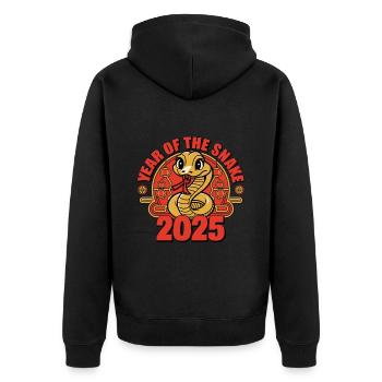 Année Chinoise 2025 Année du Serpent - Veste à capuche bio Premium Unisexe - noir - Dos - Nico (187cm)