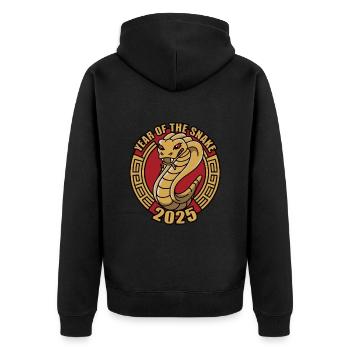 Année Chinoise 2025 Année du Serpent - Veste à capuche bio Premium Unisexe - noir - Dos - Nico (187cm)