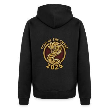 Année Chinoise 2025 Année du Serpent - Veste à capuche bio Premium Unisexe - noir - Dos - Nico (187cm)