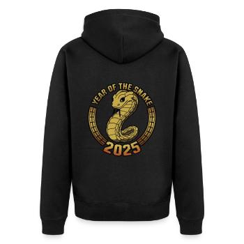 Année Chinoise 2025 Année du Serpent - Veste à capuche bio Premium Unisexe - noir - Dos - Nico (187cm)
