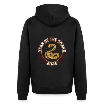 Chinesisches Jahr 2025 Jahr der Schlange - Unisex Premium Bio Zip Hoodie - Schwarz - Hinten - Nico (187cm)