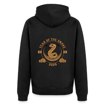 Année Chinoise 2025 Année du Serpent - Veste à capuche bio Premium Unisexe - noir - Dos - Nico (187cm)