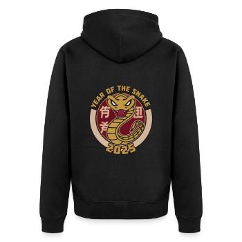 Année Chinoise 2025 Année du Serpent - Veste à capuche bio Premium Unisexe - noir - Dos - Nico (187cm)