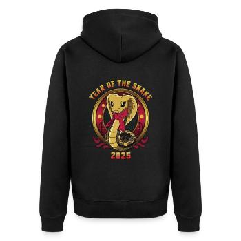 Année Chinoise 2025 Année du Serpent - Veste à capuche bio Premium Unisexe - noir - Dos - Nico (187cm)
