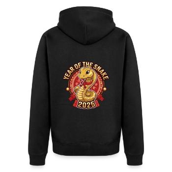Année Chinoise 2025 Année du Serpent - Veste à capuche bio Premium Unisexe - noir - Dos - Nico (187cm)
