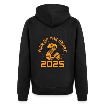 Chinesisches Jahr 2025 Jahr der Schlange - Unisex Premium Bio Zip Hoodie - Schwarz - Hinten - Nico (187cm)