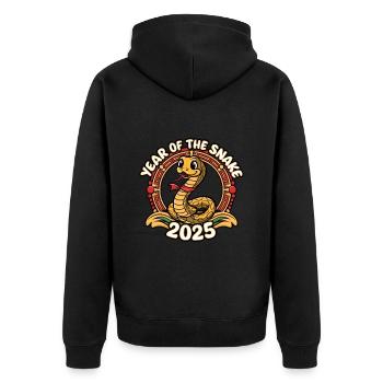 Année Chinoise 2025 Année du Serpent - Veste à capuche bio Premium Unisexe - noir - Dos - Nico (187cm)