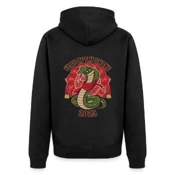 Année Chinoise 2025 Année du Serpent - Veste à capuche bio Premium Unisexe - noir - Dos - Nico (187cm)