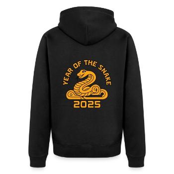 Année Chinoise 2025 Année du Serpent - Veste à capuche bio Premium Unisexe - noir - Dos - Nico (187cm)
