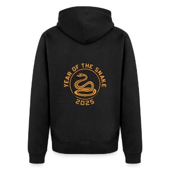Année Chinoise 2025 Année du Serpent - Veste à capuche bio Premium Unisexe - noir - Dos - Nico (187cm)