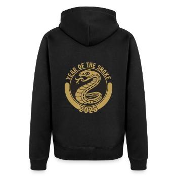 Chinesisches Jahr 2025 Jahr der Schlange - Unisex Premium Bio Zip Hoodie - Schwarz - Hinten - Nico (187cm)
