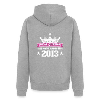 Echte Königinnen Wurden 2013 Geboren Geburtstag - Unisex Premium Bio Zip Hoodie - Grau meliert - Hinten - Nico (187cm)