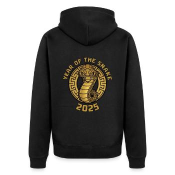 Année Chinoise 2025 Année du Serpent - Veste à capuche bio Premium Unisexe - noir - Dos - Nico (187cm)