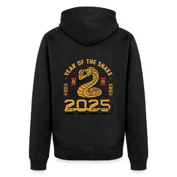 Année Chinoise 2025 Année du Serpent - Veste à capuche bio Premium Unisexe - noir - Dos - Nico (187cm)