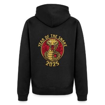Année Chinoise 2025 Année du Serpent - Veste à capuche bio Premium Unisexe - noir - Dos - Nico (187cm)