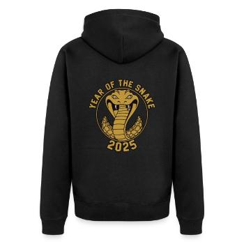 Année Chinoise 2025 Année du Serpent - Veste à capuche bio Premium Unisexe - noir - Dos - Nico (187cm)