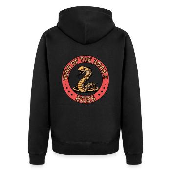 Chinesisches Jahr 2025 Jahr der Schlange - Unisex Premium Bio Zip Hoodie - Schwarz - Hinten - Nico (187cm)