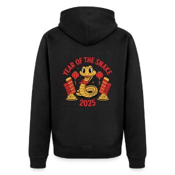 Année Chinoise 2025 Année du Serpent - Veste à capuche bio Premium Unisexe - noir - Dos - Nico (187cm)