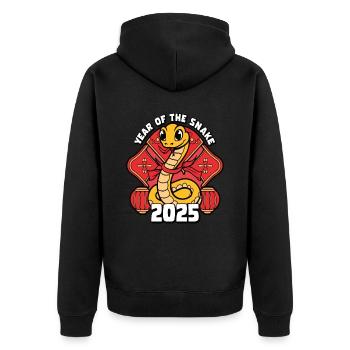 Année Chinoise 2025 Année du Serpent - Veste à capuche bio Premium Unisexe - noir - Dos - Nico (187cm)