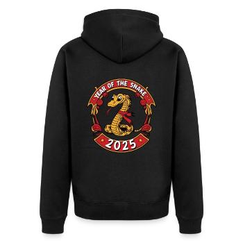 Année Chinoise 2025 Année du Serpent - Veste à capuche bio Premium Unisexe - noir - Dos - Nico (187cm)