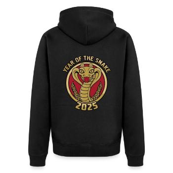 Chinesisches Jahr 2025 Jahr der Schlange - Unisex Premium Bio Zip Hoodie - Schwarz - Hinten - Nico (187cm)