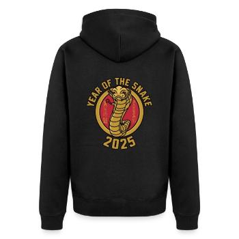 Chinesisches Jahr 2025 Jahr der Schlange - Unisex Premium Bio Zip Hoodie - Schwarz - Hinten - Nico (187cm)