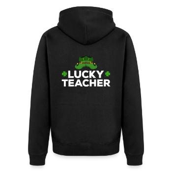 Happy St. Patrick's Day Kleeblätter - Unisex Premium Bio Zip Hoodie - Schwarz - Hinten - Nico (187cm)